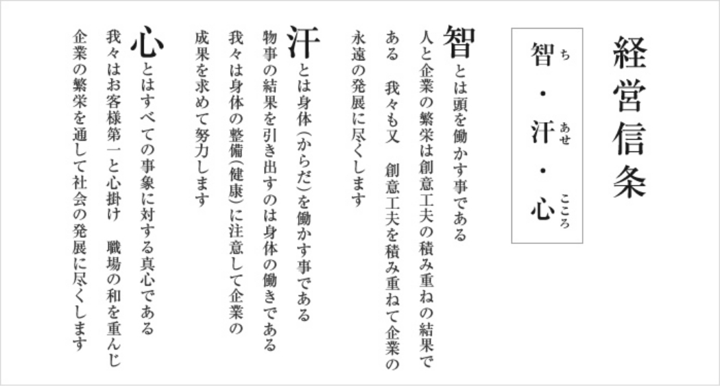 経営信条 智・汗・心
